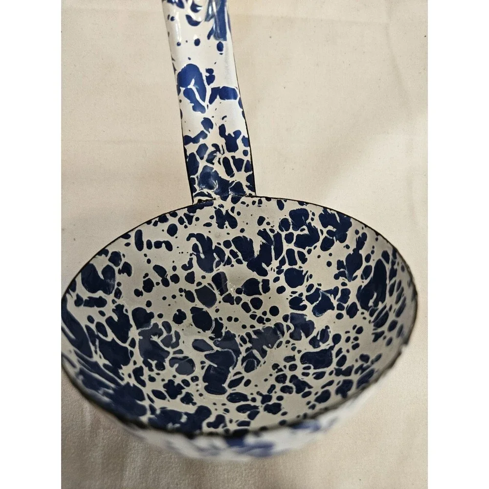 Rare Vintage CGS Blue White Splatterware Enamel 10.75